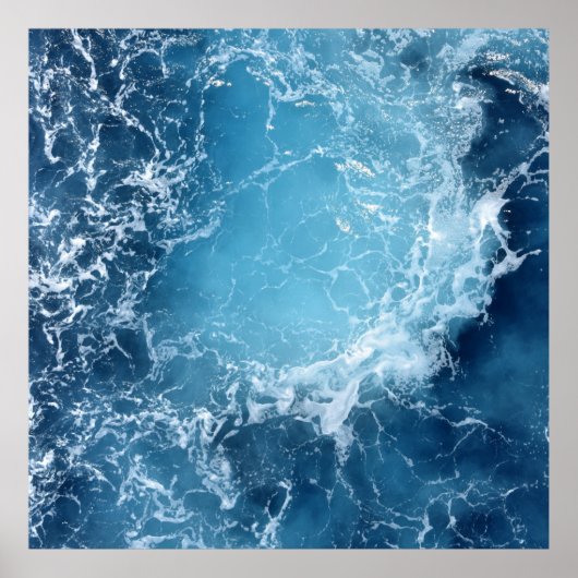 Deep Blue Ocean Waves Fotografie Poster (Voorkant)