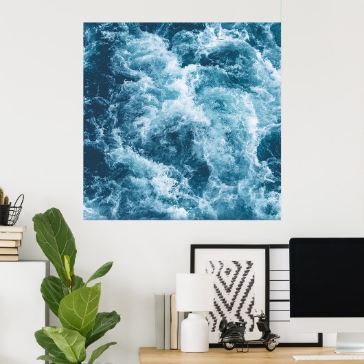 Deep Blue Ocean Waves Fotografie Poster (Thuiskantoor)