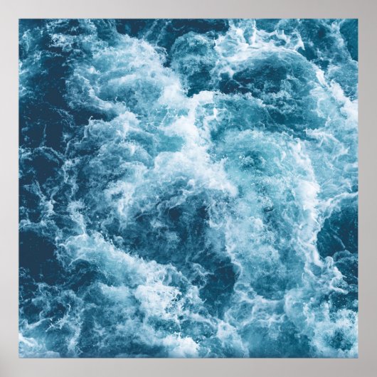 Deep Blue Ocean Waves Fotografie Poster (Voorkant)