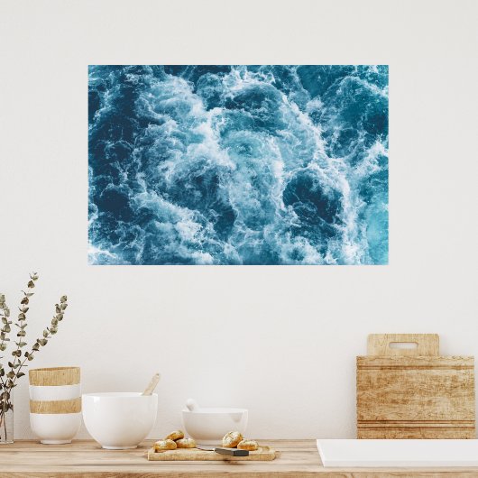 Deep Blue Ocean Waves Fotografie Poster (Keuken)