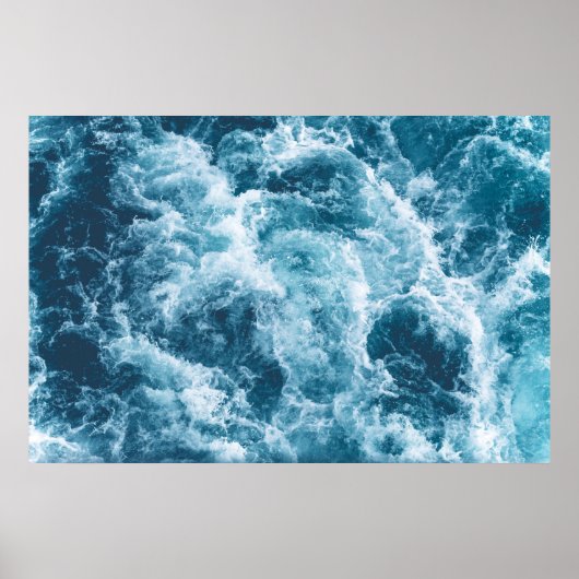 Deep Blue Ocean Waves Fotografie Poster (Voorkant)