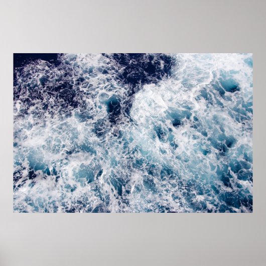 Deep Blue Ocean Waves Fotografie Poster (Voorkant)