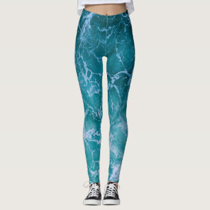Deep Blue Ocean Waves Leggings