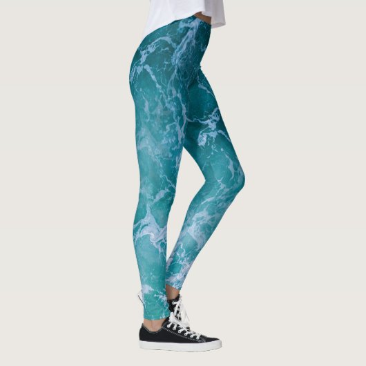 Deep Blue Ocean Waves Leggings (Rechts)