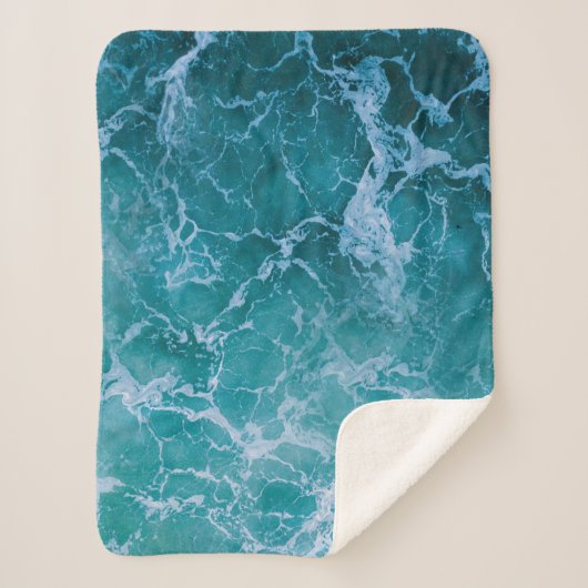 Deep Blue Ocean Waves Sherpa Deken (Voorkant)