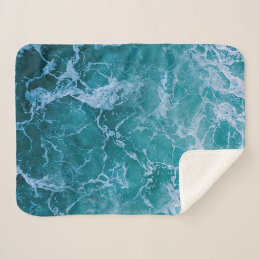 Deep Blue Ocean Waves Sherpa Deken (Voorkant (horizontaal))