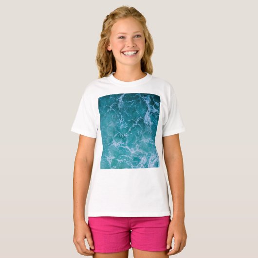 Deep Blue Ocean Waves T-shirt (Voorkant volledig)