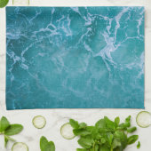 Deep Blue Ocean Waves Theedoek (Gevouwen)