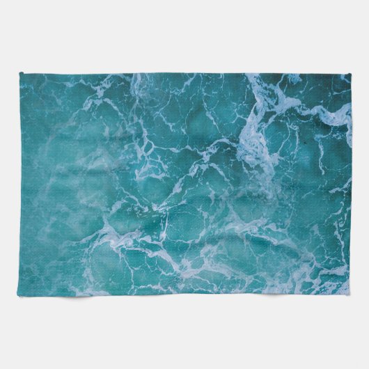 Deep Blue Ocean Waves Theedoek (Horizontaal)