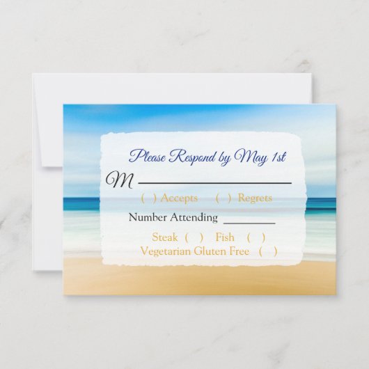 Deep Blue Ocean Wedding RSVP-kaart RSVP Kaartje (Voorkant)