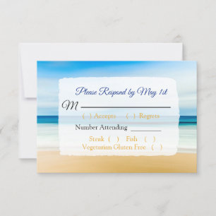 Deep Blue Ocean Wedding RSVP-kaart RSVP Kaartje