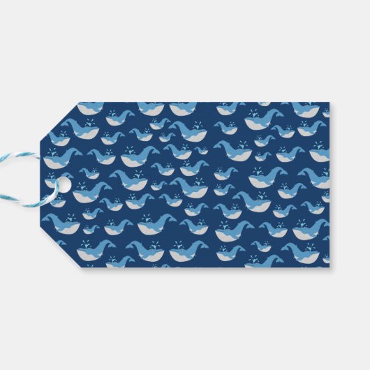 Deep Blue Ocean Whale Baby Boy Baby shower Cadeaulabel (Achterkant Horizontaal)