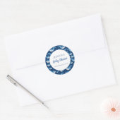 Deep Blue Ocean Whale Baby Boy Baby shower Ronde Sticker (Envelop)