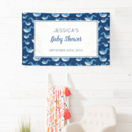 Deep Blue Ocean Whale Baby Boy Baby shower Spandoek