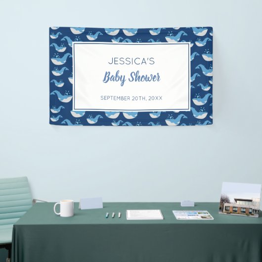 Deep Blue Ocean Whale Baby Boy Baby shower Spandoek (Beurs)