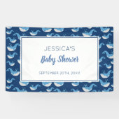 Deep Blue Ocean Whale Baby Boy Baby shower Spandoek (Horizontaal)