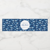 Deep Blue Ocean Whale Baby Boy Baby shower Waterfles Etiket (Enkel label)