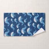 Deep Blue Ocean Whale Patroon Bad Handdoek (Handdoek)