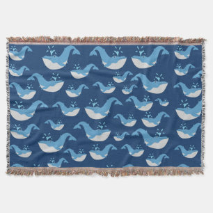 Deep Blue Ocean Whale Patroon Deken