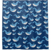Deep Blue Ocean Whale Patroon Douchegordijn (Voorkant)