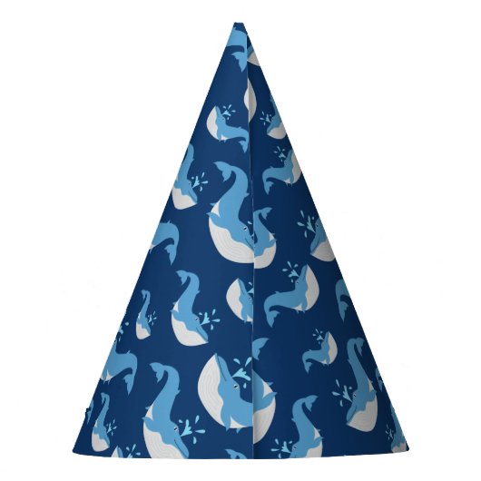 Deep Blue Ocean Whale Patroon Feesthoedjes (Achterkant)