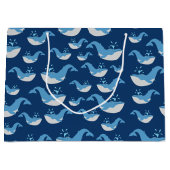 Deep Blue Ocean Whale Patroon Groot Cadeauzakje (Voorkant)