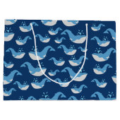 Deep Blue Ocean Whale Patroon Groot Cadeauzakje (Achterkant)