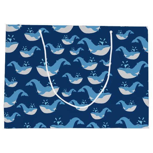 Deep Blue Ocean Whale Patroon Groot Cadeauzakje (Achterkant)