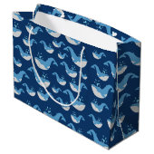 Deep Blue Ocean Whale Patroon Groot Cadeauzakje (Achterkant Gekanteld)