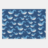 Deep Blue Ocean Whale Patroon Inpakpapier Vel (Voorkant)