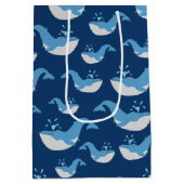 Deep Blue Ocean Whale Patroon Medium Cadeauzakje (Achterkant)