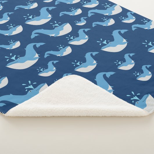 Deep Blue Ocean Whale Patroon Sherpa Deken (3/4)