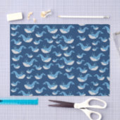 Deep Blue Ocean Whale Patroon Tissuepapier (Craft)