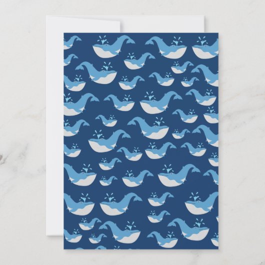 Deep Blue Ocean Whale Pattern Ahoy Boy Baby shower Kaart (Achterkant)