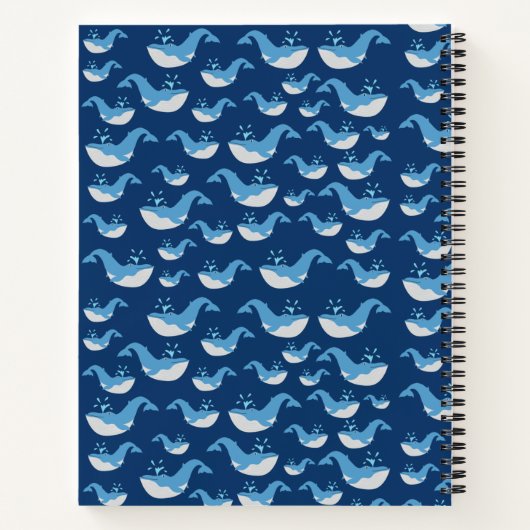 Deep Blue Ocean Whale Pattern School Notitieboek (Achterkant)