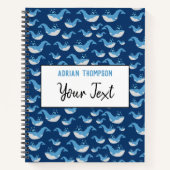 Deep Blue Ocean Whale Pattern School Notitieboek (Voorkant)