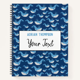 Deep Blue Ocean Whale Pattern School Notitieboek