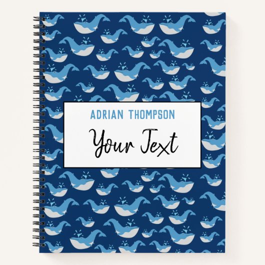 Deep Blue Ocean Whale Pattern School Notitieboek (Voorkant)