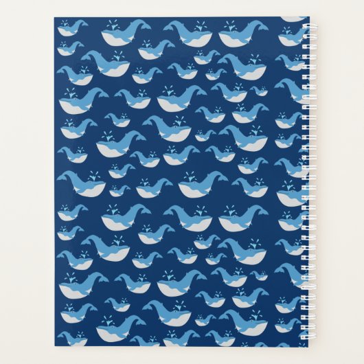 Deep Blue Ocean Whale Pattern School Planner (Achterkant)