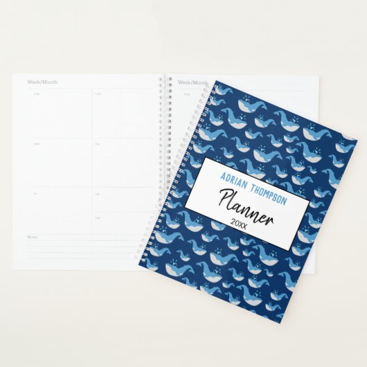 Deep Blue Ocean Whale Pattern School Planner (Display)