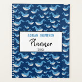 Deep Blue Ocean Whale Pattern School Planner (Voorkant)