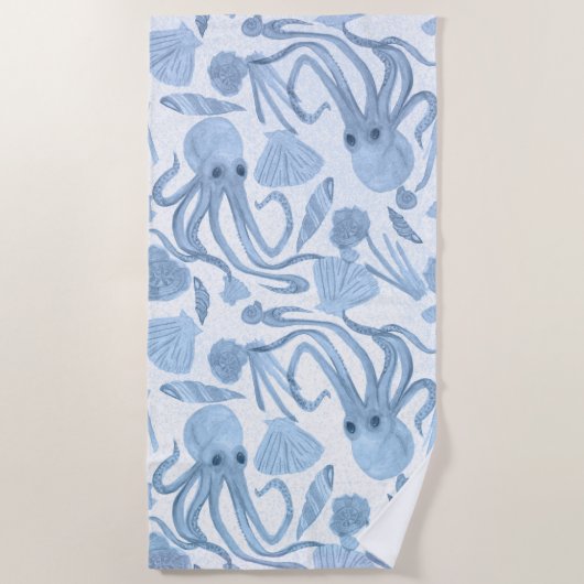 Deep Blue Octo Beach Towel Strandlaken (Voorkant)
