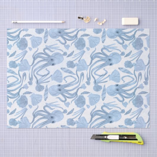 Deep Blue Octo Tissue Paper Tissuepapier (Craft)