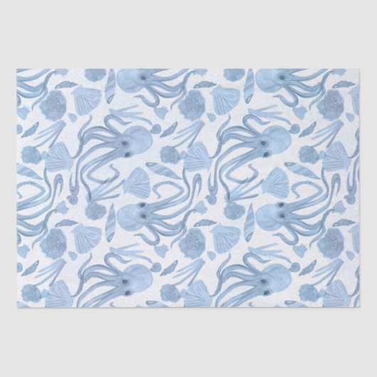 Deep Blue Octo Tissue Paper Tissuepapier (Voorkant)