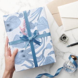 Deep Blue Octo Wrapping Paper Cadeaupapier