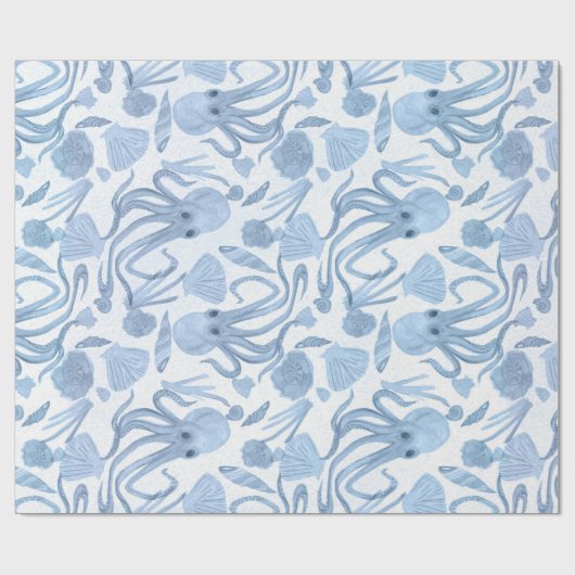 Deep Blue Octo Wrapping Paper Cadeaupapier (Vlak)