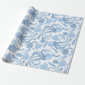 Deep Blue Octo Wrapping Paper Cadeaupapier (Uitgerold)
