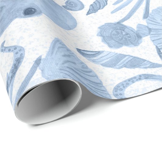 Deep Blue Octo Wrapping Paper Cadeaupapier (Rol Hoek)