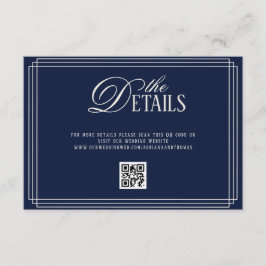 Deep Blue Old Money Wedding Details  Informatiekaartje