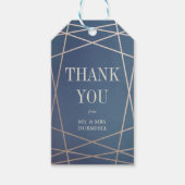 Deep Blue Opaline en Gold Thank You Gift Label Cadeaulabel (Voorkant)